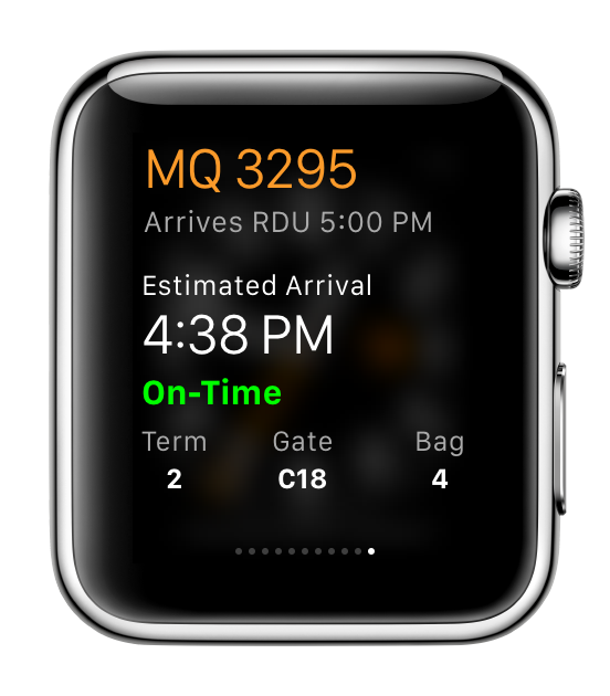 FlightStats Apple Watch App Glance View
